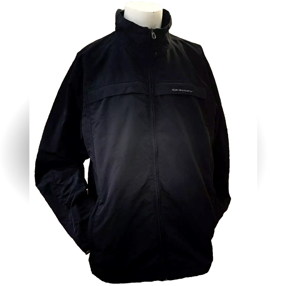 Oakley Bomber Jacket Black Winter Coat Men's Size XL Nylon Water Resistant Lined